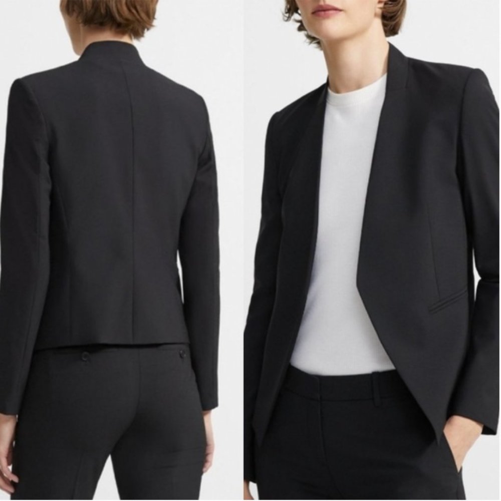 Theory Lanai Polish Suit Jacket Black Wool Blazer | 2